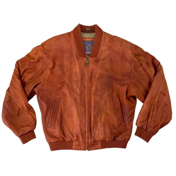Vintage Members Only Leather Jacket Size 44 Rust Bomber Distressed TLC Needed - Picture 1 of 15